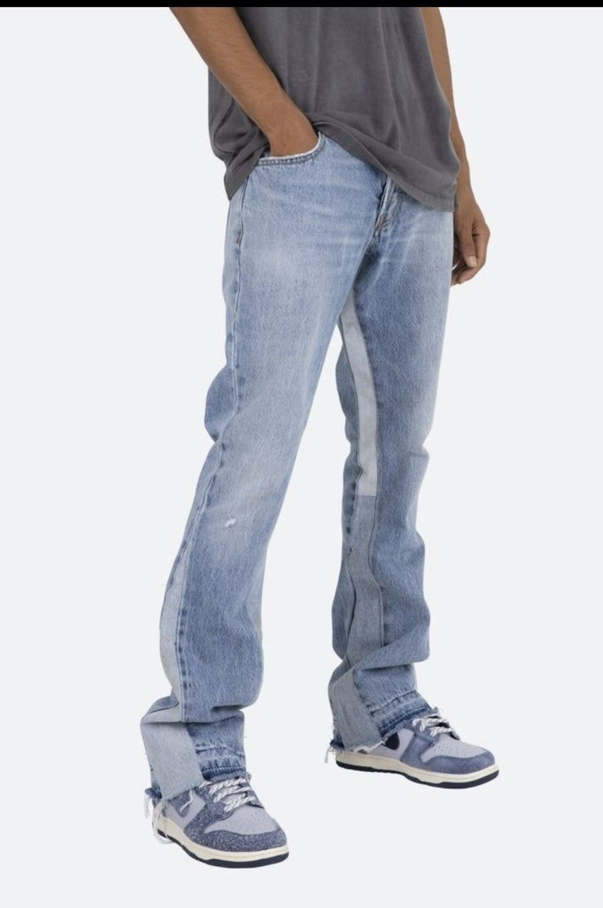 Mid-Wash Reconstructed Gusset Paneled Flare Jeans